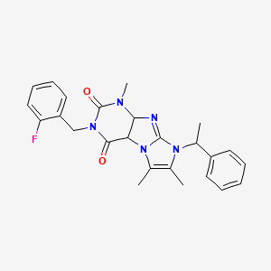 molecular formula C25H24FN5O2 B2497647 3-[(2-fluorophenyl)methyl]-1,6,7-trimethyl-8-(1-phenylethyl)-1H,2H,3H,4H,8H-imidazo[1,2-g]purine-2,4-dione CAS No. 919030-79-8