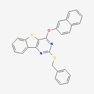 molecular formula C27H18N2OS2 B2497656 2-(苄基硫基)-4-(2-萘氧基)[1]苯并噻吩并[3,2-d]嘧啶 CAS No. 478030-09-0