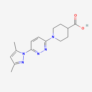 molecular formula C15H19N5O2 B2497666 1-(6-(3,5-dimethyl-1H-pyrazol-1-yl)pyridazin-3-yl)piperidine-4-carboxylic acid CAS No. 1351612-37-7
