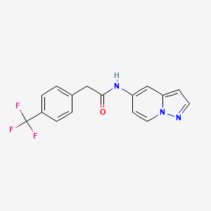 molecular formula C16H12F3N3O B2497677 N-(pyrazolo[1,5-a]pyridin-5-yl)-2-(4-(trifluoromethyl)phenyl)acetamide CAS No. 2034338-88-8