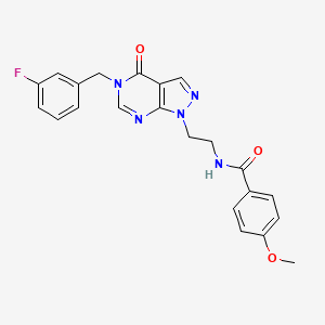 molecular formula C22H20FN5O3 B2497682 N-(2-(5-(3-fluorobenzyl)-4-oxo-4,5-dihydro-1H-pyrazolo[3,4-d]pyrimidin-1-yl)ethyl)-4-methoxybenzamide CAS No. 922047-50-5
