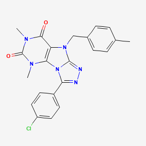 molecular formula C22H19ClN6O2 B2497687 3-(4-氯苯基)-5,7-二甲基-9-(4-甲基苯基甲基)-5H-[1,2,4]三唑并[4,3-e]嘧啶-6,8(7H,9H)-二酮 CAS No. 921557-01-9