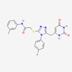molecular formula C22H19FN6O3S B2497691 2-[[5-[(2,4-dioxo-1H-pyrimidin-6-yl)methyl]-4-(4-fluorophenyl)-1,2,4-triazol-3-yl]sulfanyl]-N-(3-methylphenyl)acetamide CAS No. 852154-03-1