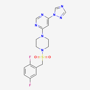 molecular formula C17H17F2N7O2S B2497698 4-(4-((2,5-difluorobenzyl)sulfonyl)piperazin-1-yl)-6-(1H-1,2,4-triazol-1-yl)pyrimidine CAS No. 1788678-75-0