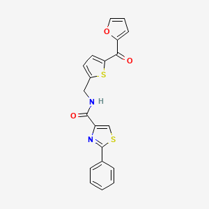 molecular formula C20H14N2O3S2 B2497703 N-((5-(furan-2-carbonyl)thiophen-2-yl)methyl)-2-phenylthiazole-4-carboxamide CAS No. 1797600-94-2