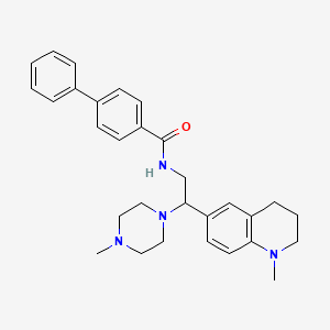 molecular formula C30H36N4O B2497718 N-(2-(1-methyl-1,2,3,4-tetrahydroquinolin-6-yl)-2-(4-methylpiperazin-1-yl)ethyl)-[1,1'-biphenyl]-4-carboxamide CAS No. 922118-68-1