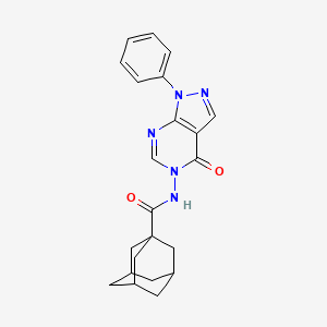 molecular formula C22H23N5O2 B2497723 (3r,5r,7r)-N-(4-氧代-1-苯基-1H-吡唑并[3,4-d]嘧啶-5(4H)-基)孔雀石酸-1-甲酰胺 CAS No. 899996-08-8