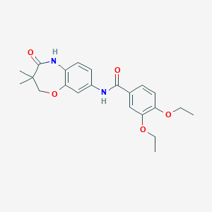 molecular formula C22H26N2O5 B2497726 N-(3,3-dimethyl-4-oxo-2,3,4,5-tetrahydrobenzo[b][1,4]oxazepin-8-yl)-3,4-diethoxybenzamide CAS No. 921835-21-4