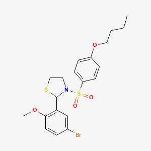 molecular formula C20H24BrNO4S2 B2497729 2-(5-Bromo-2-methoxyphenyl)-3-((4-butoxyphenyl)sulfonyl)thiazolidine CAS No. 441740-69-8