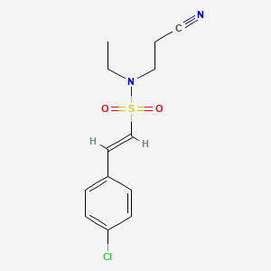 molecular formula C13H15ClN2O2S B2497736 (E)-2-(4-氯苯基)-N-(2-氰基乙基)-N-乙基乙烯磺酰胺 CAS No. 1312004-40-2