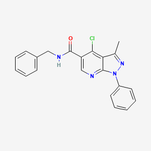 molecular formula C21H17ClN4O B2497740 N-苄基-4-氯-3-甲基-1-苯基-1H-吡唑并[3,4-b]吡啶-5-甲酰胺 CAS No. 899952-67-1