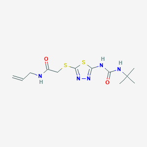 2-({5-[(tert-butylcarbamoyl)amino]-1,3,4-thiadiazol-2-yl}sulfanyl)-N-(prop-2-en-1-yl)acetamide