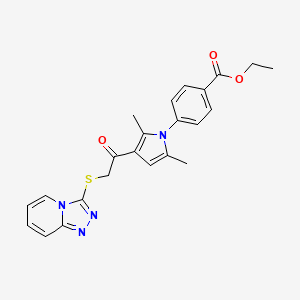 Ethyl 4-[2,5-dimethyl-3-[2-([1,2,4]triazolo[4,3-a]pyridin-3-ylsulfanyl)acetyl]pyrrol-1-yl]benzoate