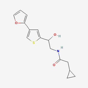 molecular formula C15H17NO3S B2497748 2-Cyclopropyl-N-[2-[4-(furan-2-yl)thiophen-2-yl]-2-hydroxyethyl]acetamide CAS No. 2380056-21-1