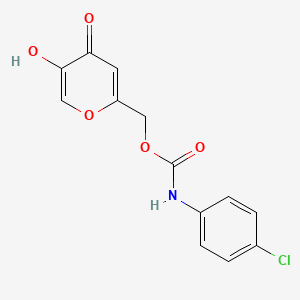(5-hydroxy-4-oxo-4H-pyran-2-yl)methyl N-(4-chlorophenyl)carbamate