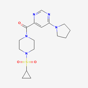 molecular formula C16H23N5O3S B2497752 (4-(环丙基磺酰基)哌嗪-1-基)(6-(吡咯啉-1-基)嘧啶-4-基)甲酮 CAS No. 2034284-02-9