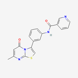 molecular formula C19H14N4O2S B2497754 N-(3-(7-methyl-5-oxo-5H-thiazolo[3,2-a]pyrimidin-3-yl)phenyl)nicotinamide CAS No. 1020979-68-3
