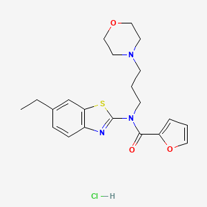 molecular formula C21H26ClN3O3S B2497762 N-(6-ethylbenzo[d]thiazol-2-yl)-N-(3-morpholinopropyl)furan-2-carboxamide hydrochloride CAS No. 1216412-60-0