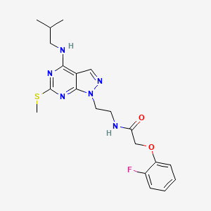 molecular formula C20H25FN6O2S B2497765 2-(2-氟苯氧基)-N-(2-(4-(异丁基氨基)-6-(甲硫基)-1H-吡唑并[3,4-d]嘧啶-1-基)乙基)乙酰胺 CAS No. 941985-44-0