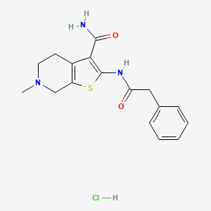 molecular formula C17H20ClN3O2S B2497766 6-Methyl-2-(2-phenylacetamido)-4,5,6,7-tetrahydrothieno[2,3-c]pyridine-3-carboxamide hydrochloride CAS No. 1177824-72-4