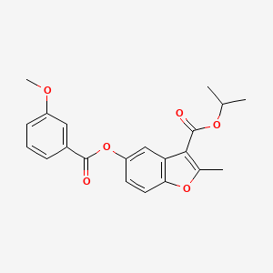 molecular formula C21H20O6 B2497767 Isopropyl 5-((3-methoxybenzoyl)oxy)-2-methylbenzofuran-3-carboxylate CAS No. 384363-73-9