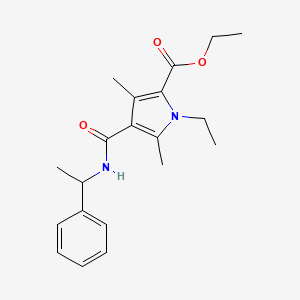 molecular formula C20H26N2O3 B2497771 ethyl 1-ethyl-3,5-dimethyl-4-((1-phenylethyl)carbamoyl)-1H-pyrrole-2-carboxylate CAS No. 863006-28-4