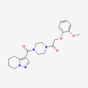 molecular formula C21H26N4O4 B2497775 2-(2-甲氧基苯氧基)-1-(4-(4,5,6,7-四氢吡唑并[1,5-a]吡啶-3-羰基)哌嗪-1-基)乙酮 CAS No. 2034593-48-9