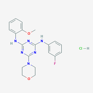 molecular formula C20H22ClFN6O2 B2497779 N2-(3-氟苯基)-N4-(2-甲氧基苯基)-6-吗啉基-1,3,5-三嗪-2,4-二胺盐酸盐 CAS No. 1179393-81-7