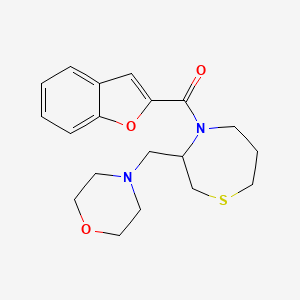 molecular formula C19H24N2O3S B2497785 Benzofuran-2-yl(3-(morpholinomethyl)-1,4-thiazepan-4-yl)methanone CAS No. 1421504-99-5