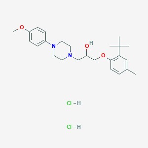 molecular formula C25H38Cl2N2O3 B2497788 1-(2-叔丁基-4-甲基苯氧基)-3-[4-(4-甲氧基苯基)哌嗪-1-基]丙烷-2-醇二盐酸盐 CAS No. 474262-31-2