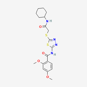 molecular formula C19H24N4O4S2 B2497799 N-(5-((2-(cyclohexylamino)-2-oxoethyl)thio)-1,3,4-thiadiazol-2-yl)-2,4-dimethoxybenzamide CAS No. 868973-36-8