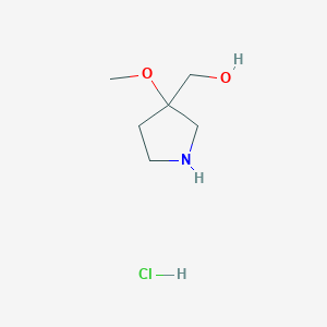 molecular formula C6H14ClNO2 B2497805 (3-Methoxypyrrolidin-3-yl)methanol hydrochloride CAS No. 2225147-53-3