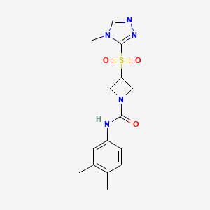 molecular formula C15H19N5O3S B2497808 N-(3,4-dimethylphenyl)-3-((4-methyl-4H-1,2,4-triazol-3-yl)sulfonyl)azetidine-1-carboxamide CAS No. 2320852-43-3