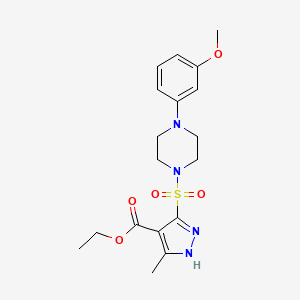 molecular formula C18H24N4O5S B2497815 ethyl 5-((4-(3-methoxyphenyl)piperazin-1-yl)sulfonyl)-3-methyl-1H-pyrazole-4-carboxylate CAS No. 1298036-17-5