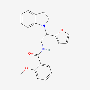 molecular formula C22H22N2O3 B2497817 N-(2-(furan-2-yl)-2-(indolin-1-yl)ethyl)-2-methoxybenzamide CAS No. 898416-12-1