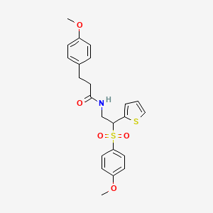 molecular formula C23H25NO5S2 B2497827 3-(4-甲氧基苯基)-N-(2-((4-甲氧基苯基)磺酰基)-2-(噻吩-2-基)乙基)丙酰胺 CAS No. 946285-18-3