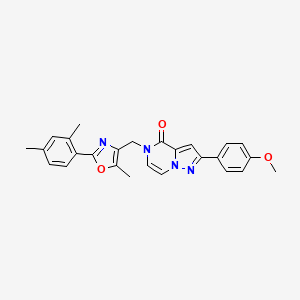 molecular formula C26H24N4O3 B2497831 5-((2-(2,4-dimethylphenyl)-5-methyloxazol-4-yl)methyl)-2-(4-methoxyphenyl)pyrazolo[1,5-a]pyrazin-4(5H)-one CAS No. 941950-33-0