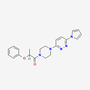 molecular formula C21H23N5O2 B2497838 1-(4-(6-(1H-ピロール-1-イル)ピリダジン-3-イル)ピペラジン-1-イル)-2-フェノキシプロパン-1-オン CAS No. 1396767-80-8