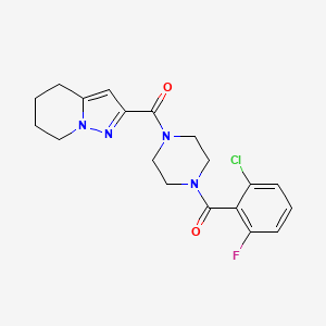 molecular formula C19H20ClFN4O2 B2497842 (4-(2-氯-6-氟苯甲酰)哌嗪-1-基)(4,5,6,7-四氢吡唑并[1,5-a]吡啶-2-基)甲酮 CAS No. 2034542-39-5