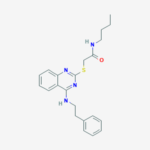 molecular formula C22H26N4OS B2497844 N-丁基-2-((4-(苯乙基氨基)喹唑啉-2-基)硫)乙酰胺 CAS No. 422532-41-0