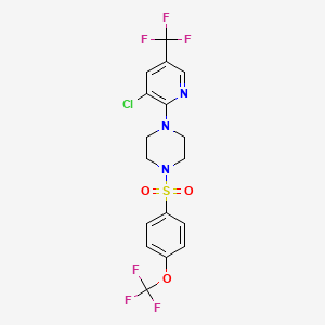 4-(3-Chloro-5-(trifluoromethyl)(2-pyridyl))-1-((4-(trifluoromethoxy)phenyl)sulfonyl)piperazine