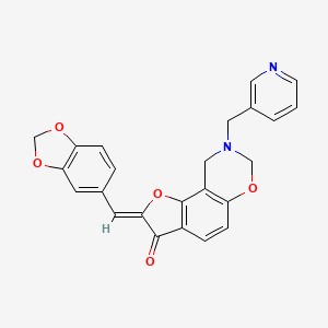 molecular formula C24H18N2O5 B2497854 (Z)-2-(benzo[d][1,3]dioxol-5-ylmethylene)-8-(pyridin-3-ylmethyl)-8,9-dihydro-2H-benzofuro[7,6-e][1,3]oxazin-3(7H)-one CAS No. 2014409-54-0