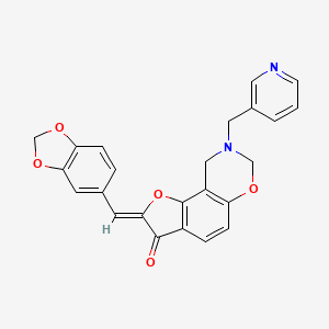 molecular formula C24H18N2O5 B2497854 (Z)-2-(苯并[d][1,3]二氧杂环戊烯-5-基亚甲基)-8-(吡啶-3-基甲基)-8,9-二氢-2H-苯并呋喃[7,6-e][1,3]恶嗪-3(7H)-酮 CAS No. 2014409-54-0