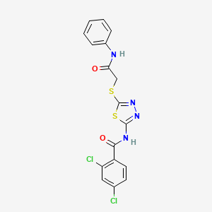 molecular formula C17H12Cl2N4O2S2 B2497859 2,4-dichloro-N-(5-((2-oxo-2-(phenylamino)ethyl)thio)-1,3,4-thiadiazol-2-yl)benzamide CAS No. 392291-05-3