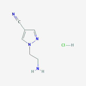 molecular formula C6H9ClN4 B2497861 1-(2-Aminoethyl)pyrazole-4-carbonitrile;hydrochloride CAS No. 2243503-55-9
