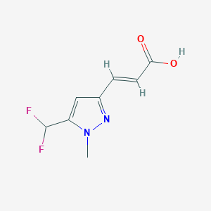 molecular formula C8H8F2N2O2 B2497865 (E)-3-[5-(Difluoromethyl)-1-methylpyrazol-3-yl]prop-2-enoic acid CAS No. 2169669-00-3