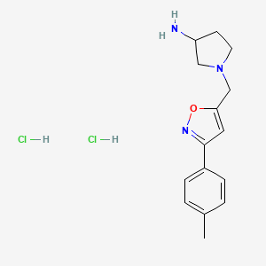 molecular formula C15H21Cl2N3O B2497867 1-{[3-(4-Methylphenyl)-1,2-oxazol-5-yl]methyl}pyrrolidin-3-amine dihydrochloride CAS No. 1427378-97-9