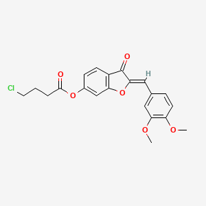 molecular formula C21H19ClO6 B2497871 (Z)-2-(3,4-dimethoxybenzylidene)-3-oxo-2,3-dihydrobenzofuran-6-yl 4-chlorobutanoate CAS No. 899402-48-3