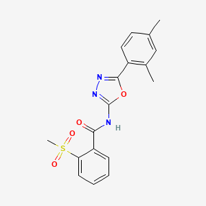 molecular formula C18H17N3O4S B2497875 N-[5-(2,4-dimethylphenyl)-1,3,4-oxadiazol-2-yl]-2-methylsulfonylbenzamide CAS No. 896367-95-6