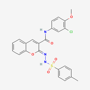 molecular formula C24H20ClN3O5S B2497891 (2Z)-N-(3-chloro-4-methoxyphenyl)-2-[(4-methylphenyl)sulfonylhydrazinylidene]chromene-3-carboxamide CAS No. 866349-29-3